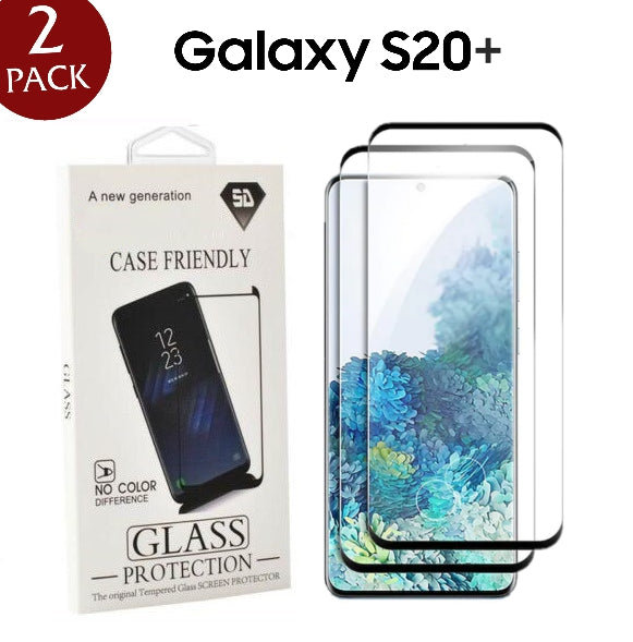 [2 Pack] 5D Curved Edge Glue Full Cover Tempered Glass Compatible With Samsung S Series (Case Friendly)