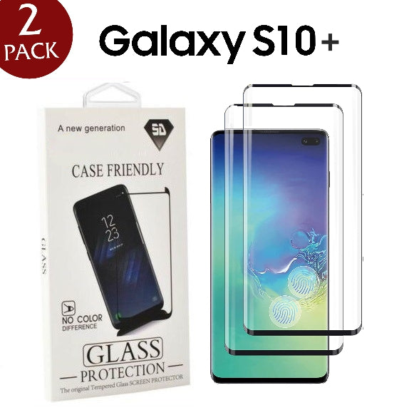 [2 Pack] 5D Curved Edge Glue Full Cover Tempered Glass Compatible With Samsung S Series (Case Friendly)