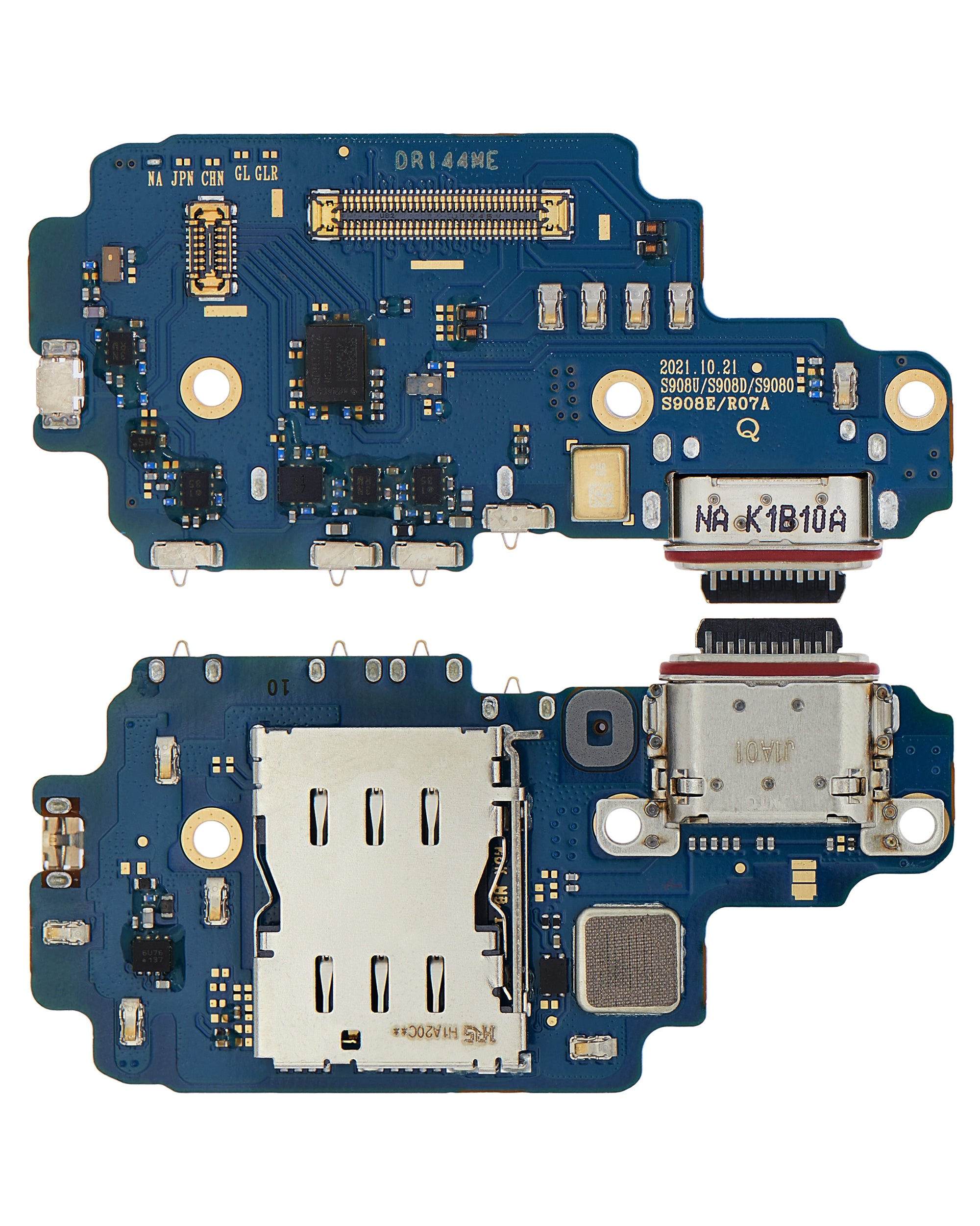 Charging Port Board With Sim Card Reader For Samsung Galaxy S22 Ultra 5G (S908U/D/O/E/R07A) - OEM Pull