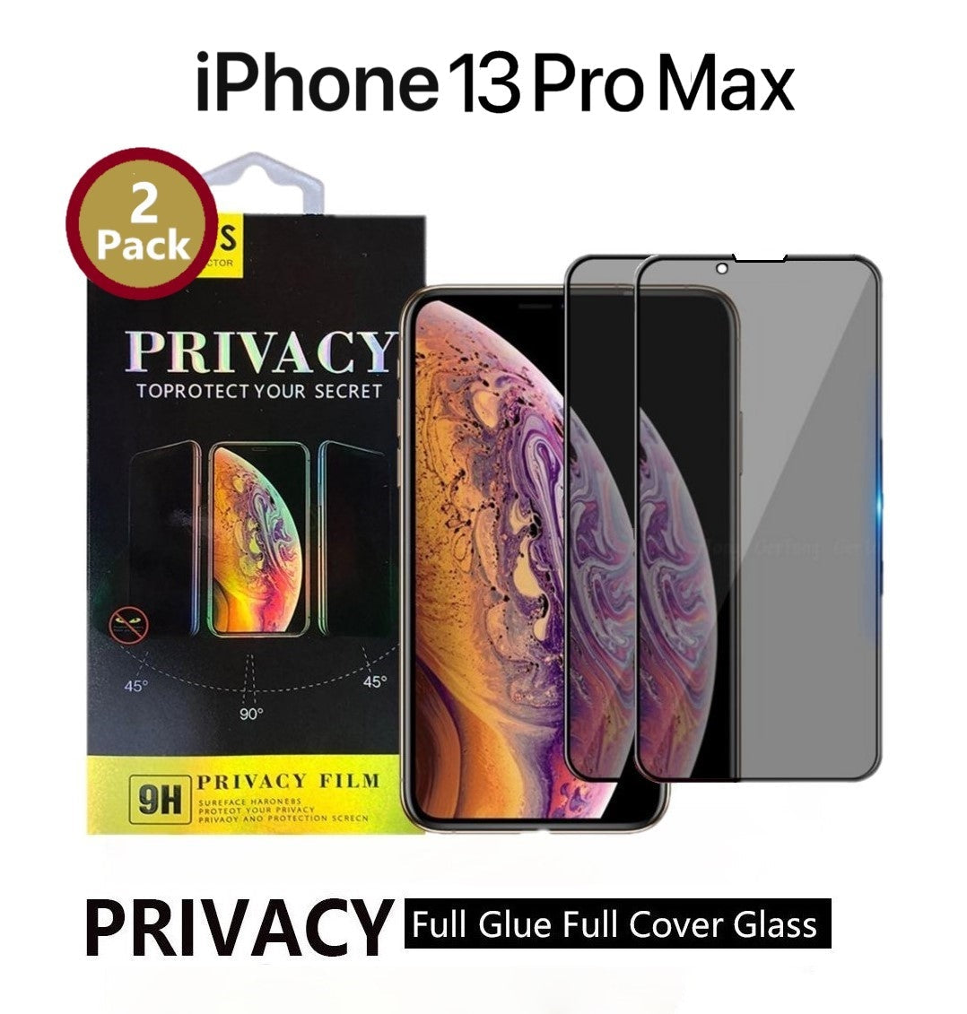 [2 Pack] Privacy 5D Full Cover/ Full Glue Tempered Glass Screen Protector Compatible with iPhone