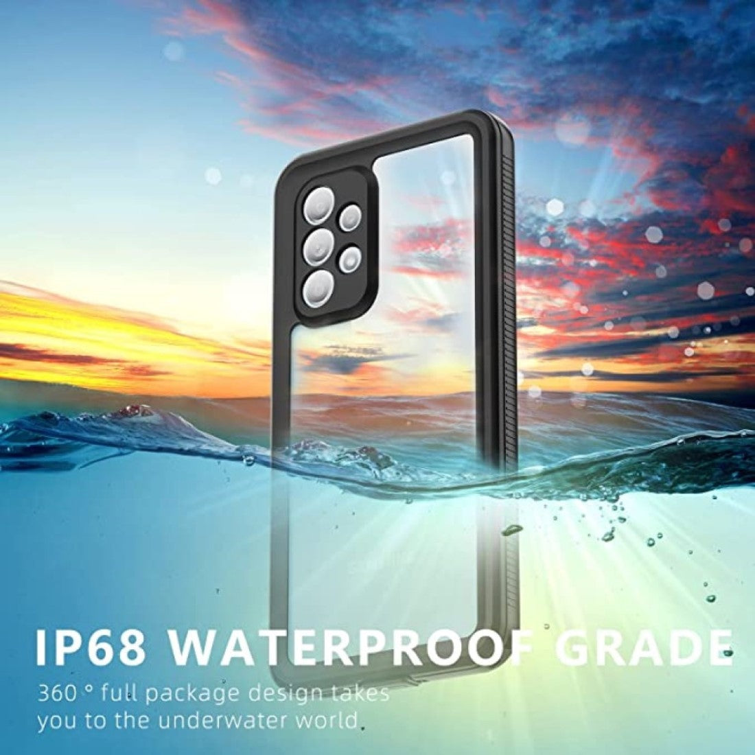 ( Black ) Waterproof Slim Life Proof Case for Samsun S22 Built-in Screen Protector Shockproof Dustproof Heavy Duty Full Body Protective Case