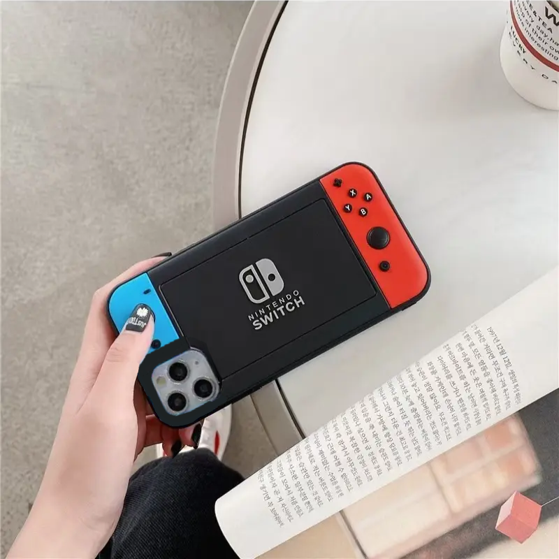 Switch Game Console Silicon Phone Case for iPhone 14 Plus (Blue)