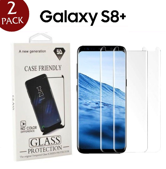 [2 Pack] 5D Curved Edge Glue Full Cover Tempered Glass Compatible With Samsung S Series (Case Friendly)