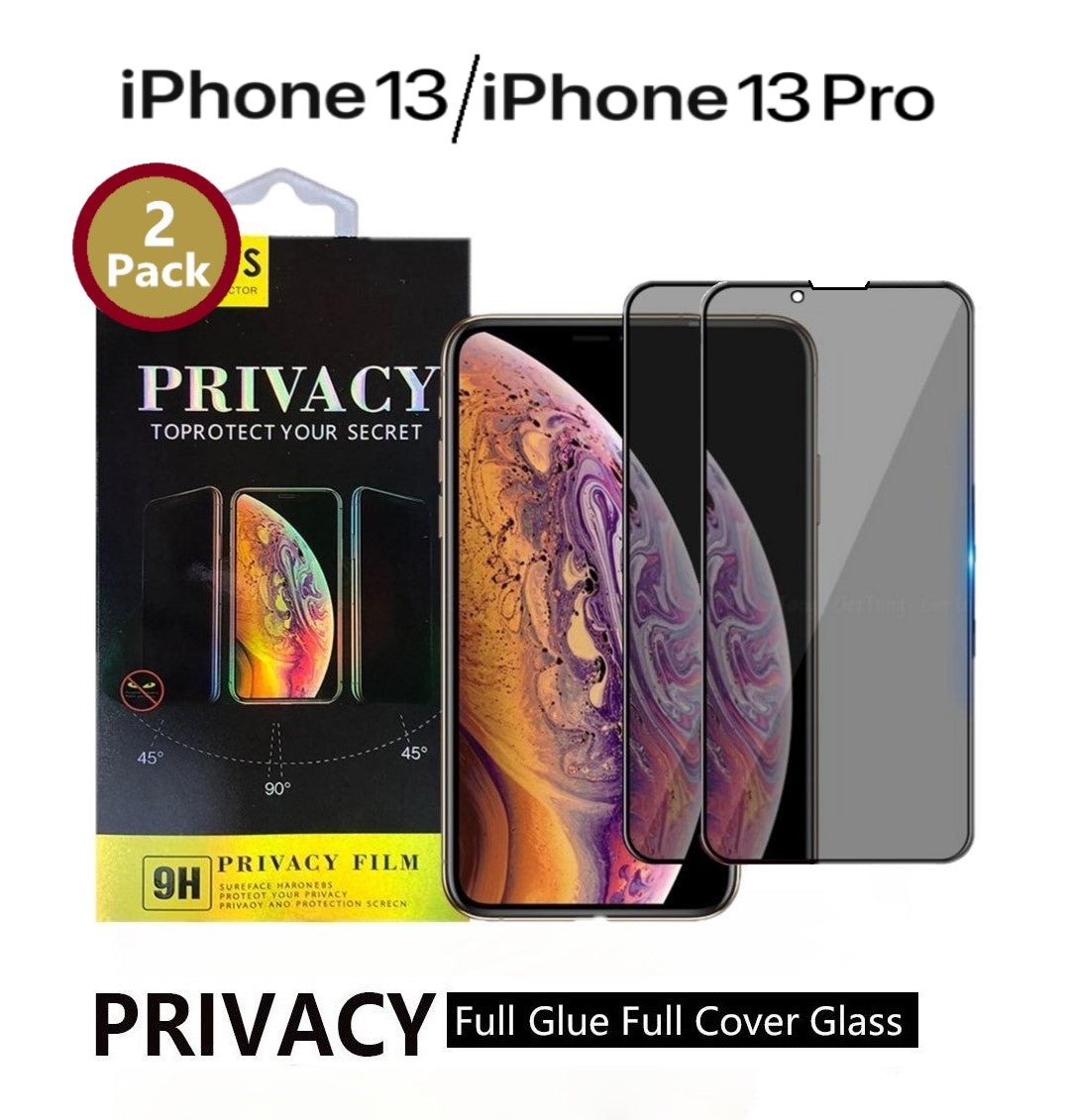 [2 Pack] Privacy 5D Full Cover/ Full Glue Tempered Glass Screen Protector Compatible with iPhone