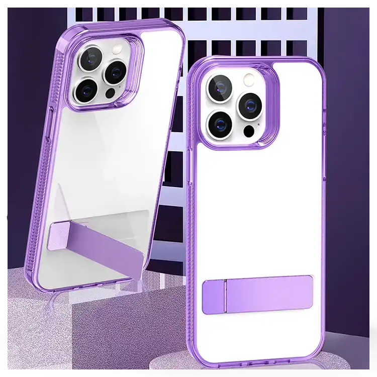 Transparent clear shockproof case cover with stander for Iphone 15