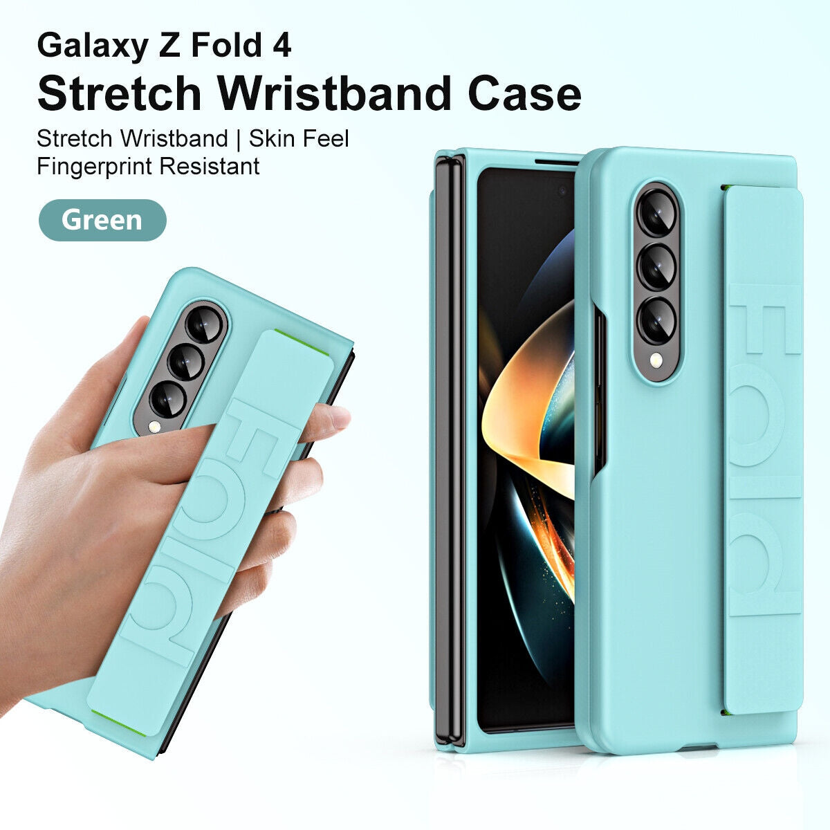 For Samsung Galaxy Z Fold 4 5G, Luxury Stretch Wristband Hybrid Armor Cover Case