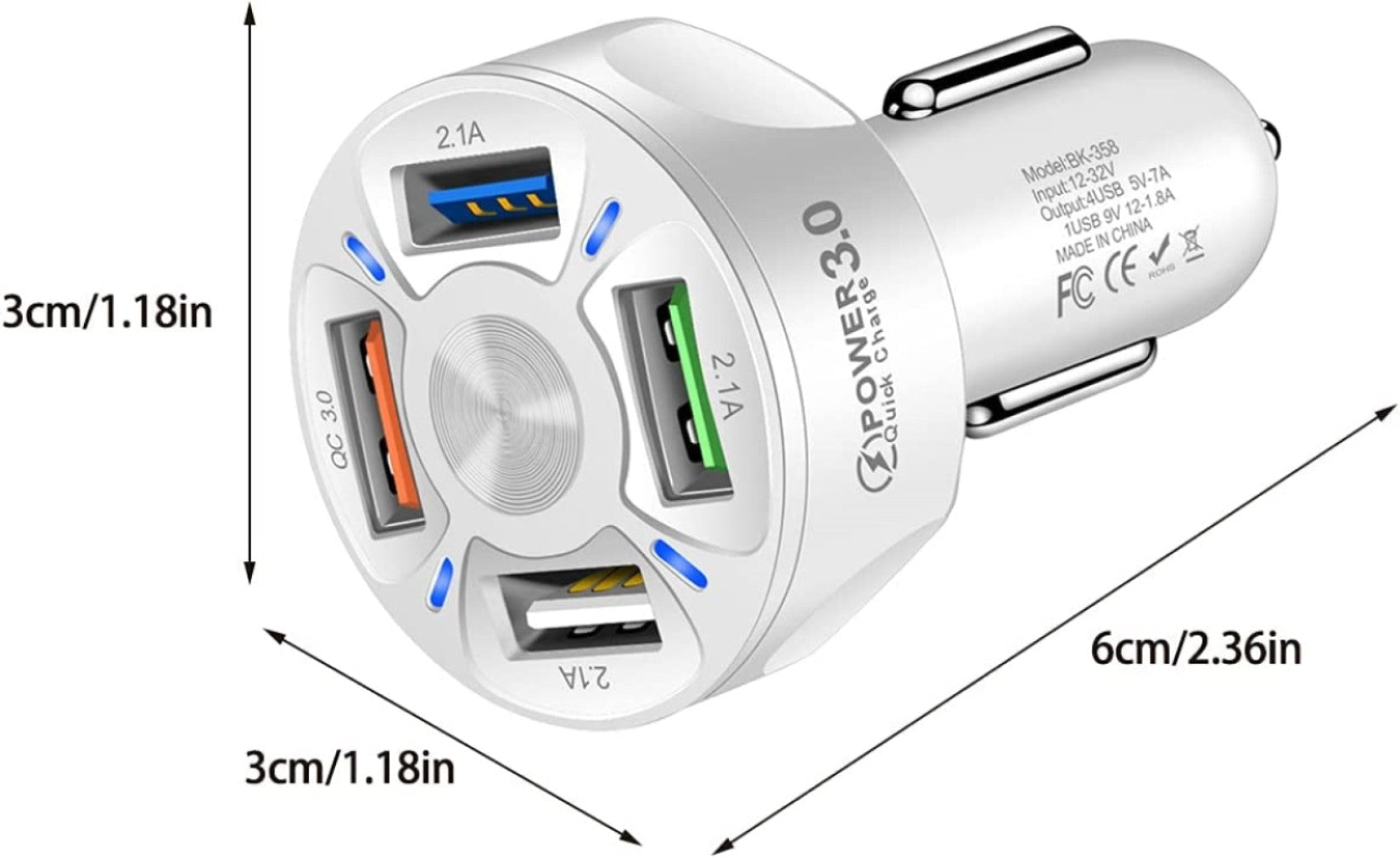 QC 3.0 5V 7A Car Charger 4 USB Ports Car Charger