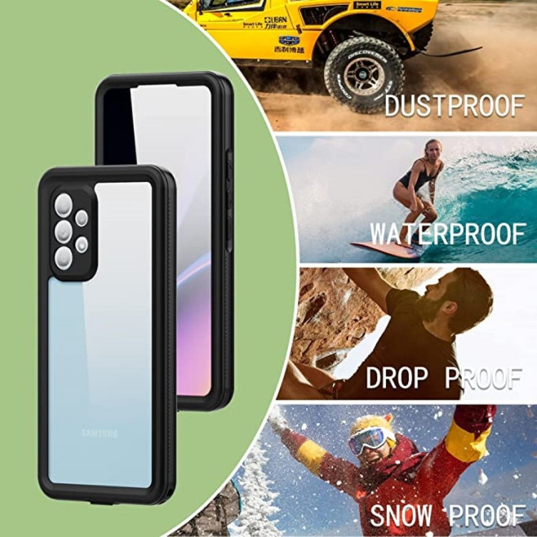 ( Black ) Waterproof Slim Life Proof Case for Samsun S22 Built-in Screen Protector Shockproof Dustproof Heavy Duty Full Body Protective Case