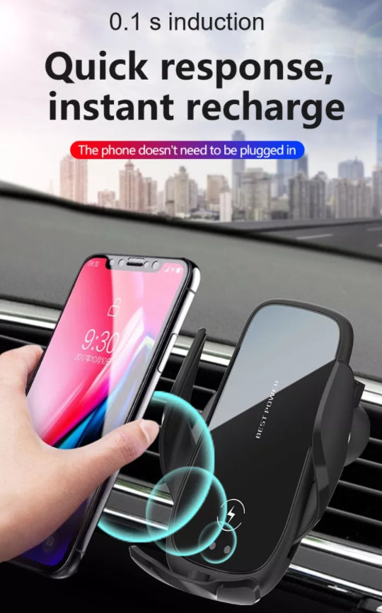 Mobile Stand for Car with Wireless charger, Black (M11L)
