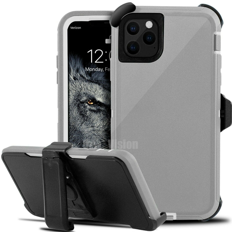 Defender Shock Proof Rubber Phone Case with Holster Heavy Duty Compatible with Apple iPhone 12 Pro Max