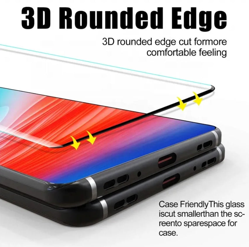 [2 Pack] 5D Curved Edge Glue Full Cover Tempered Glass Compatible With Samsung S Series (Case Friendly)