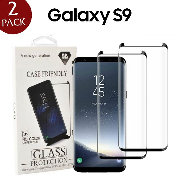 [2 Pack] 5D Curved Edge Glue Full Cover Tempered Glass Compatible With Samsung S Series (Case Friendly)