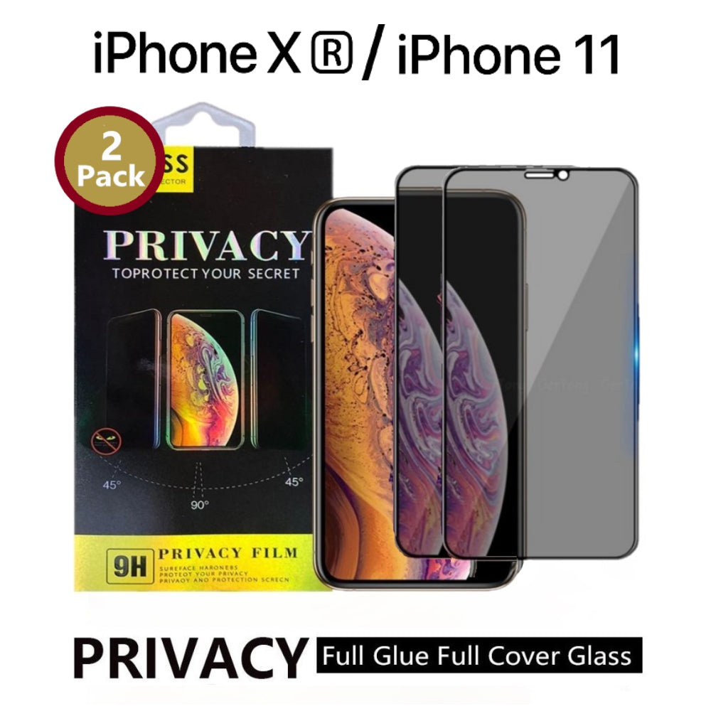 [2 Pack] Privacy 5D Full Cover/ Full Glue Tempered Glass Screen Protector Compatible with iPhone