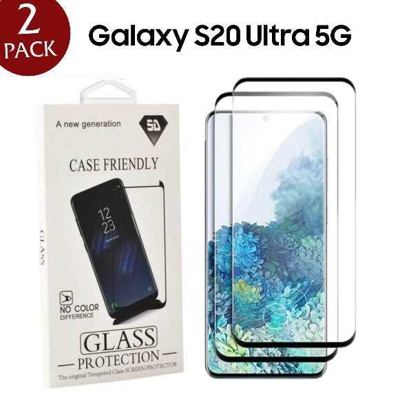 [2 Pack] 5D Curved Edge Glue Full Cover Tempered Glass Compatible With Samsung S Series (Case Friendly)