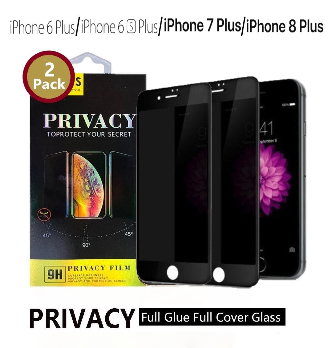 [2 Pack] Privacy 5D Full Cover/ Full Glue Tempered Glass Screen Protector Compatible with iPhone