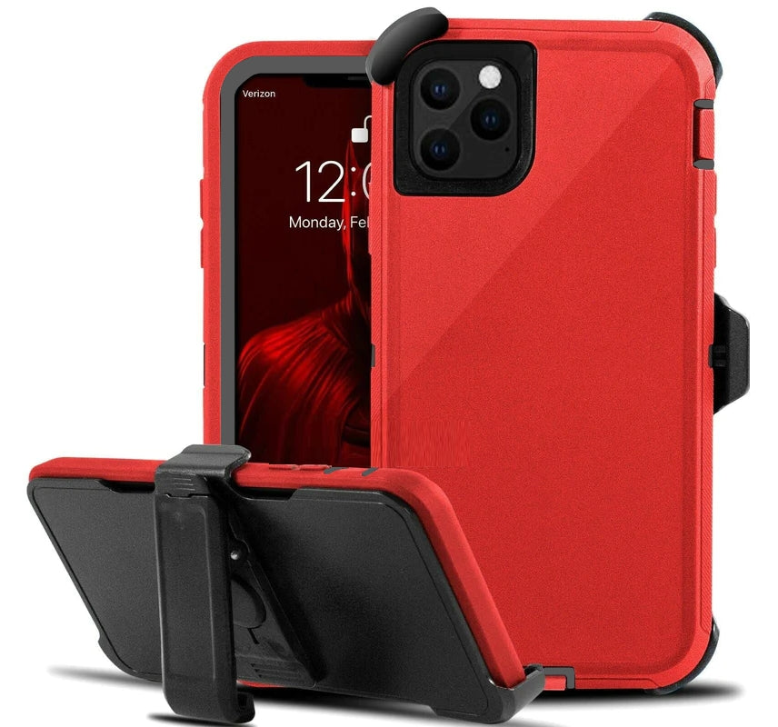 Defender Shock Proof Rubber Phone Case with Holster Heavy Duty Compatible with Apple iPhone 12 Pro Max