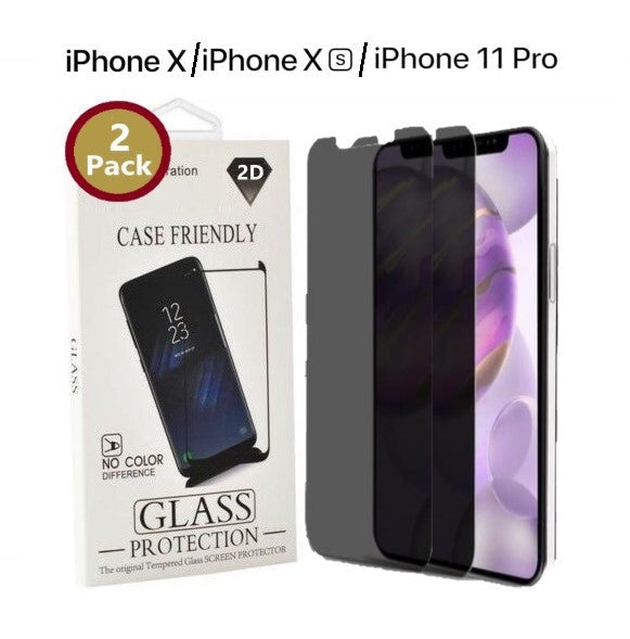 [2 Pack] Privacy 5D Full Cover/ Full Glue Tempered Glass Screen Protector Compatible with iPhone