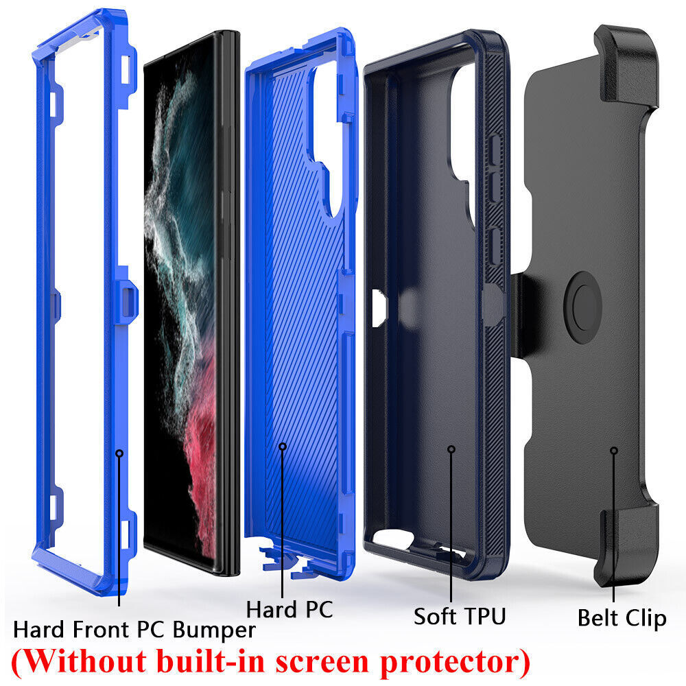 Shock Proof Defender Phone Case with Holster for Samsung Galaxy S24+ (Blue & Blue)