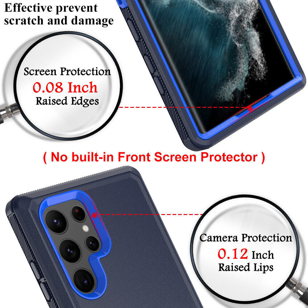 Shock Proof Defender Phone Case with Holster for Samsung Galaxy S24 (Blue & Blue)