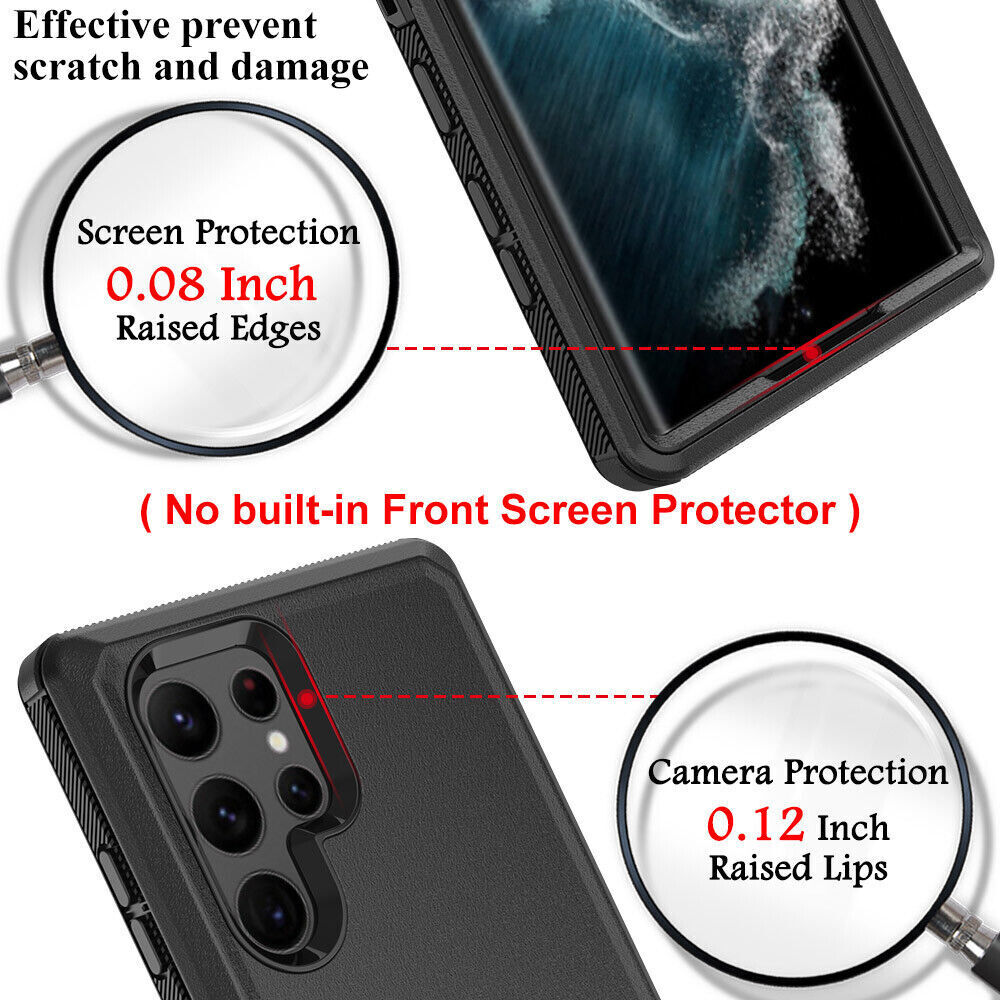 Shock Proof Defender Phone Case with Holster for Samsung Galaxy S24 Ultra (Black & Black)