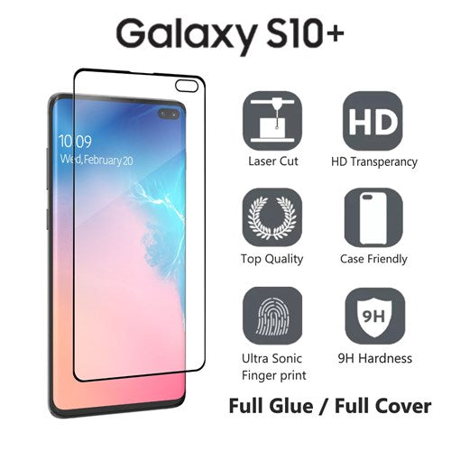 [2 Pack] Samsung S10 Plus Curved Tempered Glass Full Glue Full Covered ( Case Friendly )