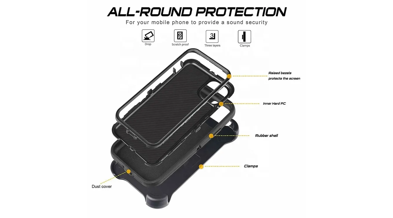 Defender Phone Case Shock Proof Rubber Case with Holster Heavy Duty Compatible with Apple iPhone 12 Mini