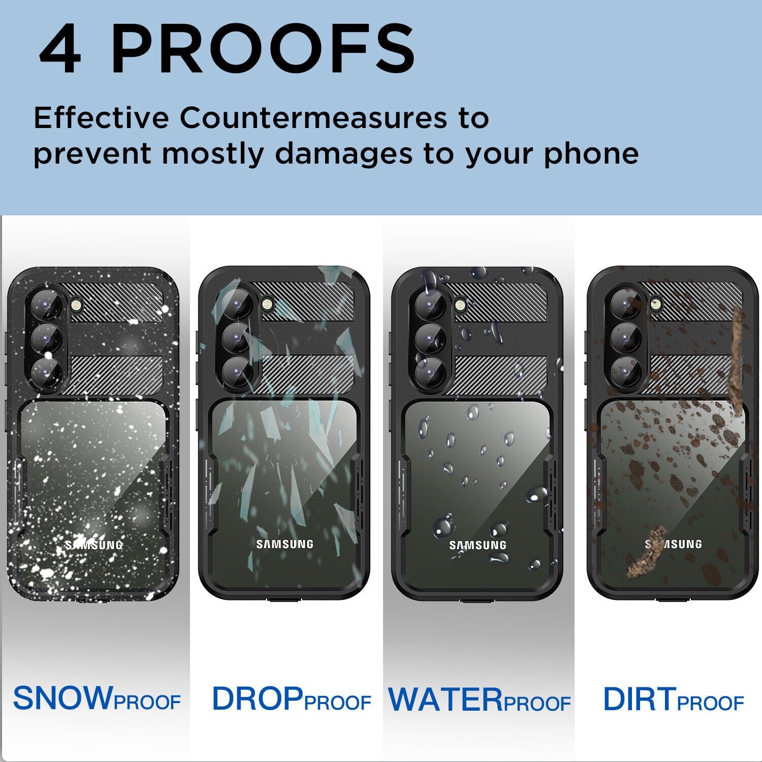 Waterproof Slim Life Proof Case for Samsung S23+ Built-in Screen Protector Heavy Duty  Protective Case