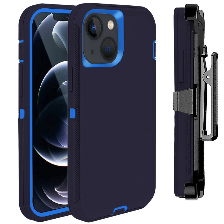 Defender Phone Case Shock Proof Rubber Case with Holster Heavy Duty Compatible with Apple iPhone 13
