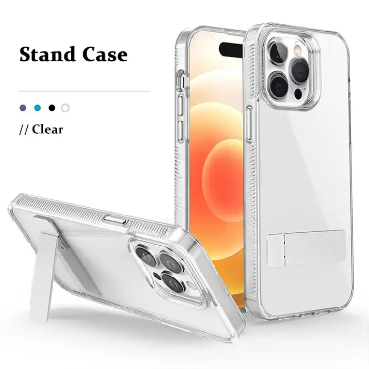 Transparent clear shockproof case cover with stander for Iphone 15