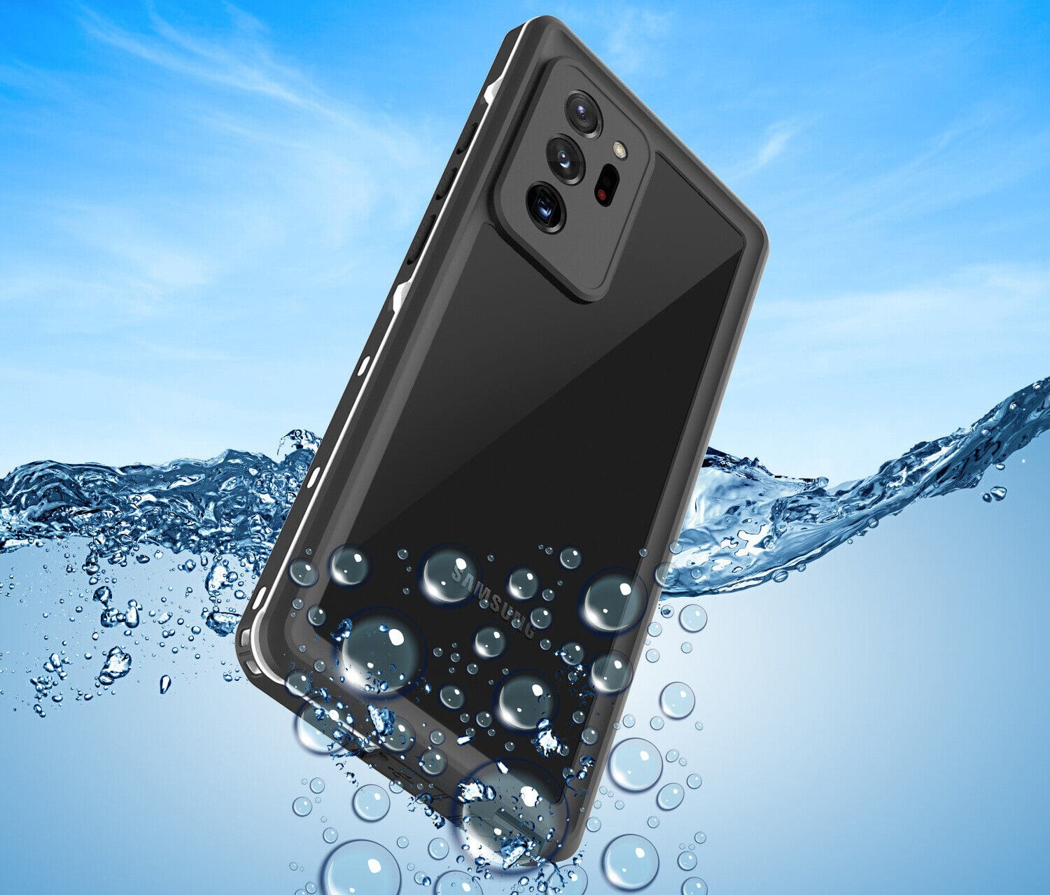 Waterproof Slim Life Proof Case for Samsung Note 20 Ultra Built-in Screen Protector Shockproof Dustproof Heavy Duty Full Body Protective Case (Black)